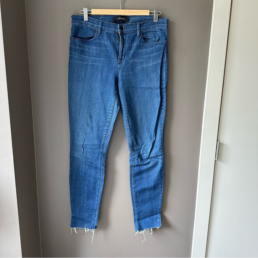 J Brand Midrise Raw Edge Skinny Jean